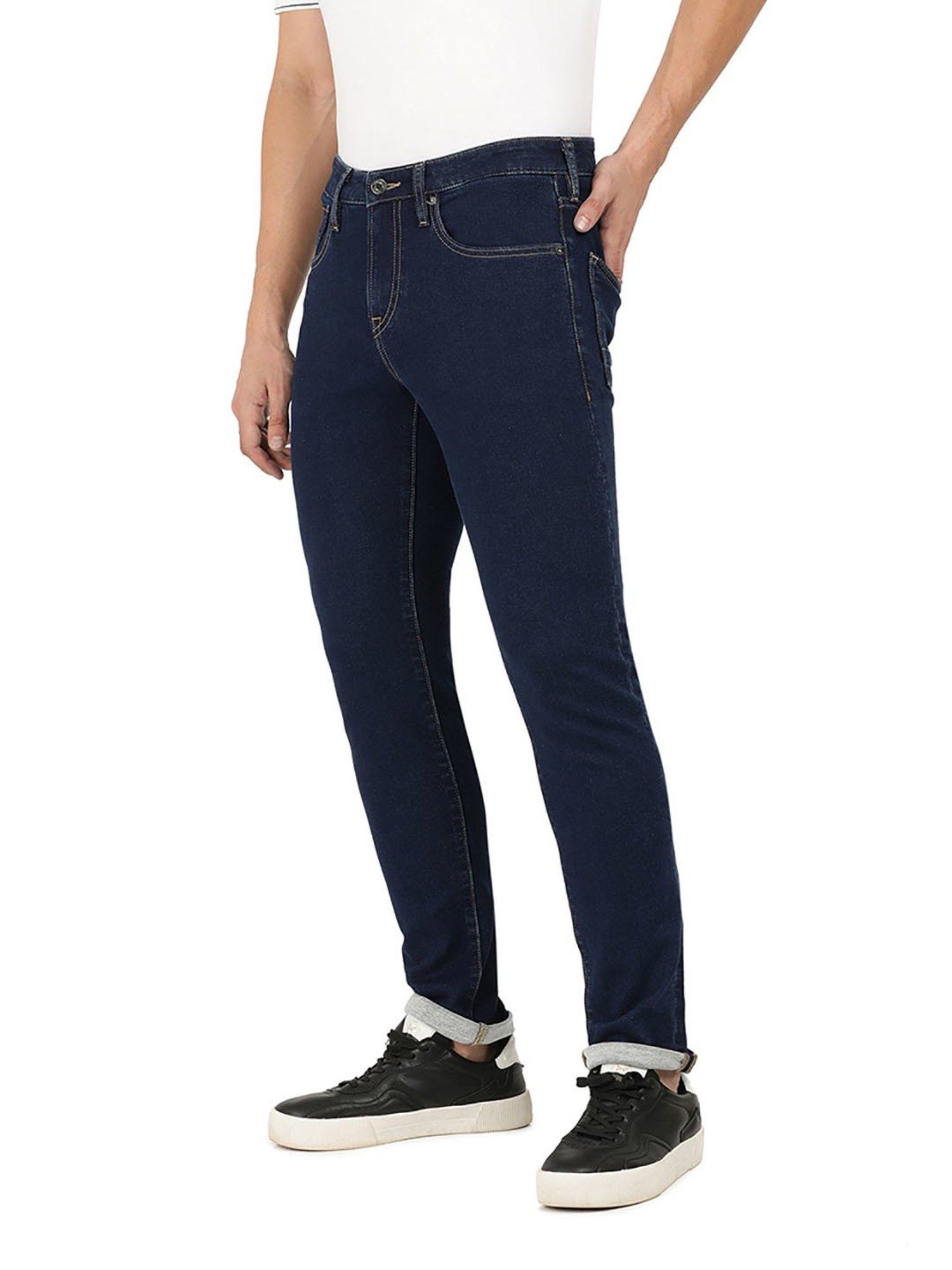 EVERBLUE Blue Comfort Slim Midrise Stretchable Jeans