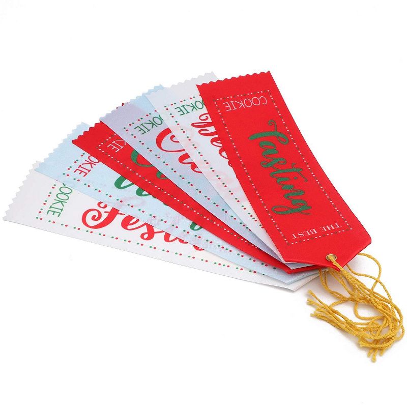 Blue Panda 30 Pack Christmas Cookie Exchange Party Voting Cards with 6 Award Ribbons (2 Sizes)
