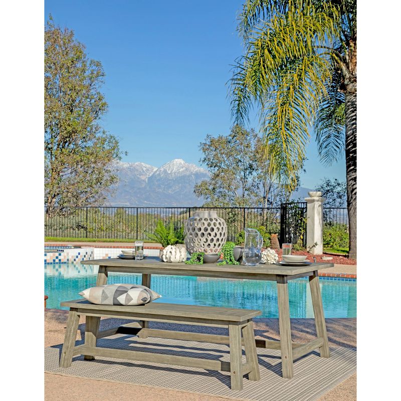 Sierra 6pc Outdoor Eucalyptus Wood Rectangular Dining Set - Dark Gray - Coaster