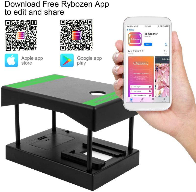 Mobile Film and Slide Scanner, Converts 35mm Slides & Negatives into Digital Photos with Your Smartphone Camera, Interesting Presents and Toys with LED Backlight(2AA Batteries not Included)