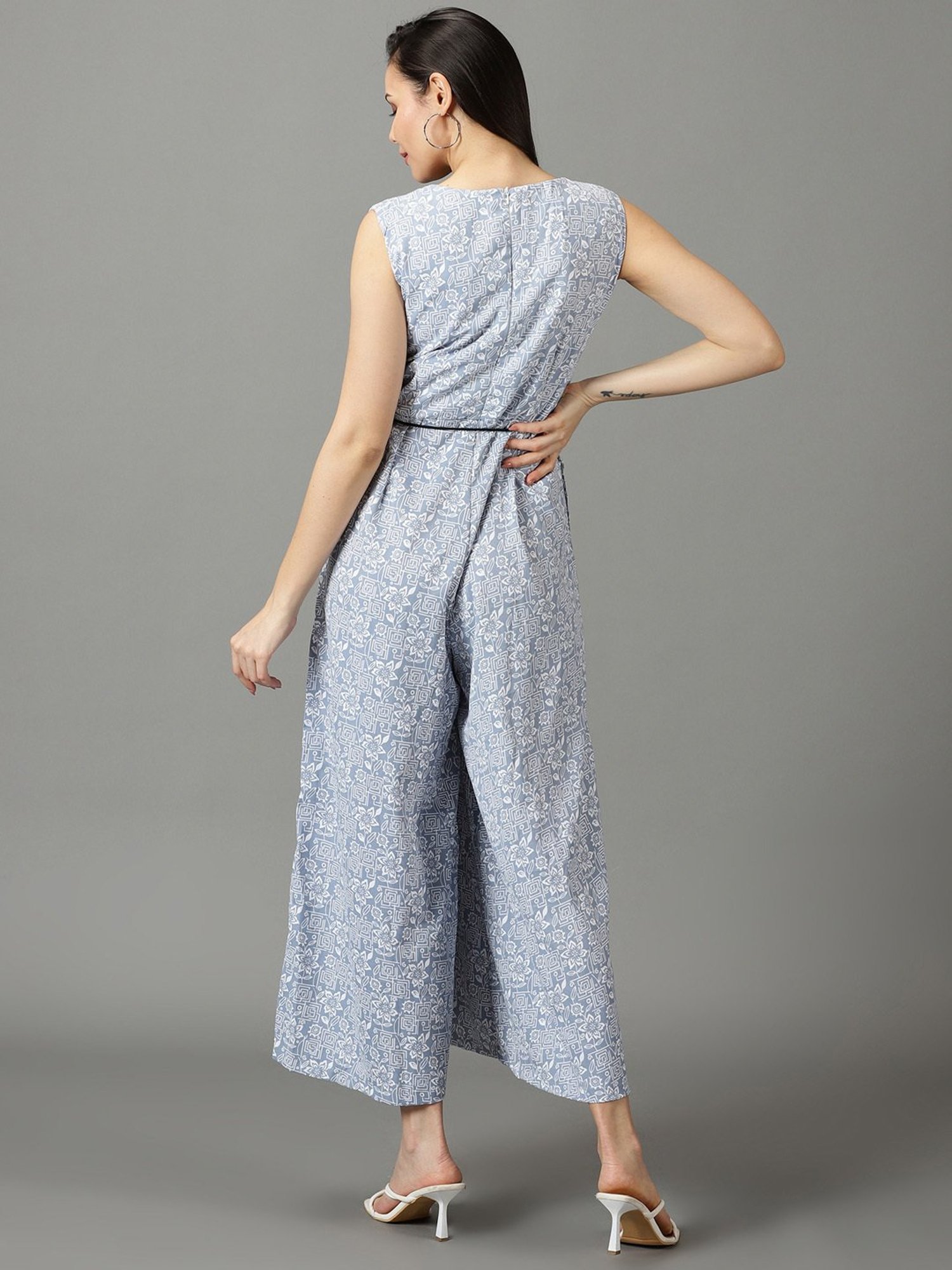 SHOWOFF Light Blue Floral Print Jumpsuit