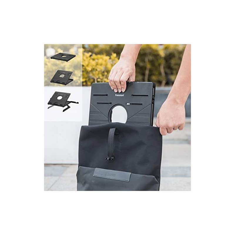 Laptop Stand  D07 Foldable Adjustable Laptop Riser with Phone Holders Compatible with 10 to 17in Laptops TabletsBlack