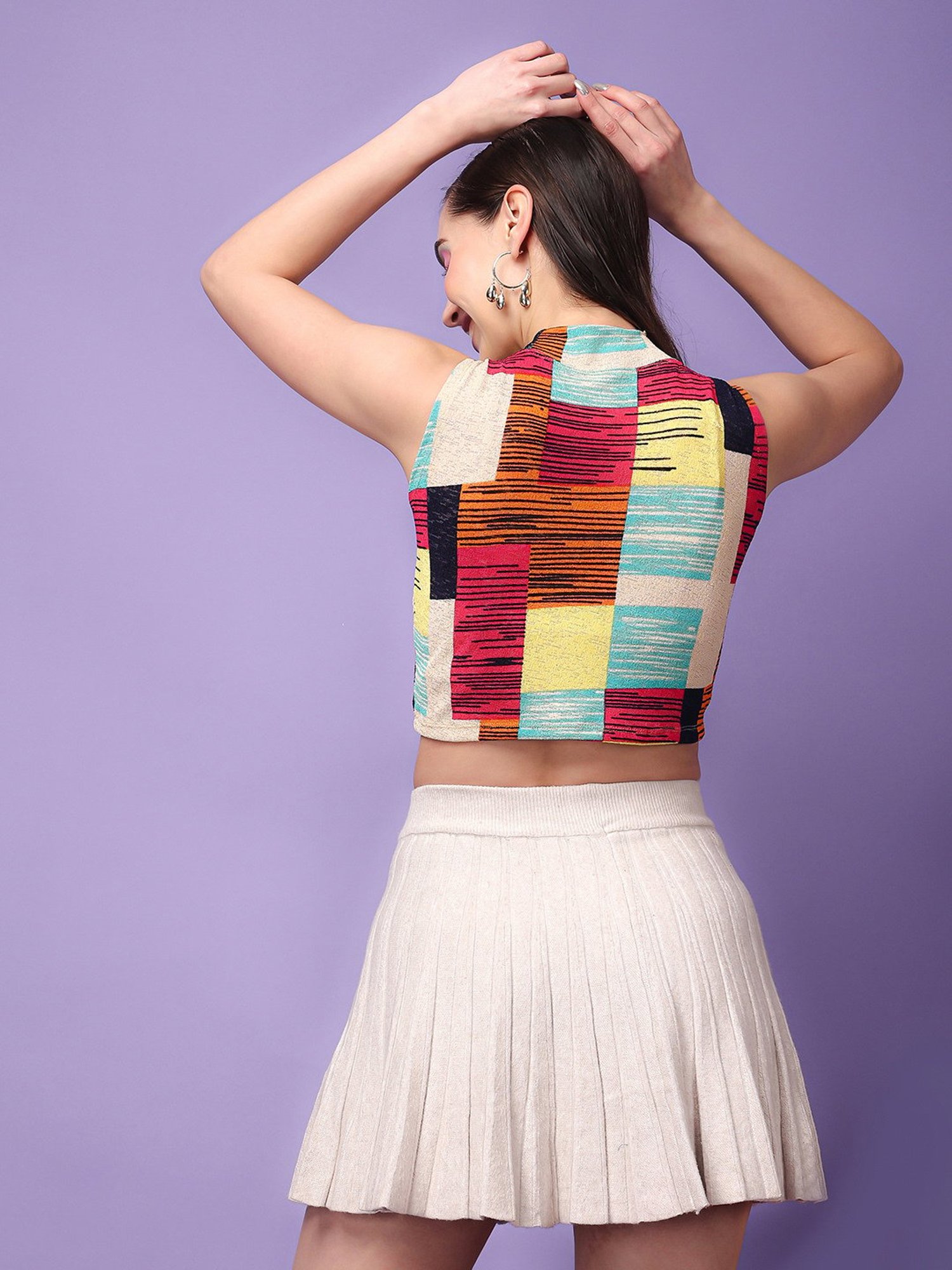 Scorpius Multicolor Checks Crop Top