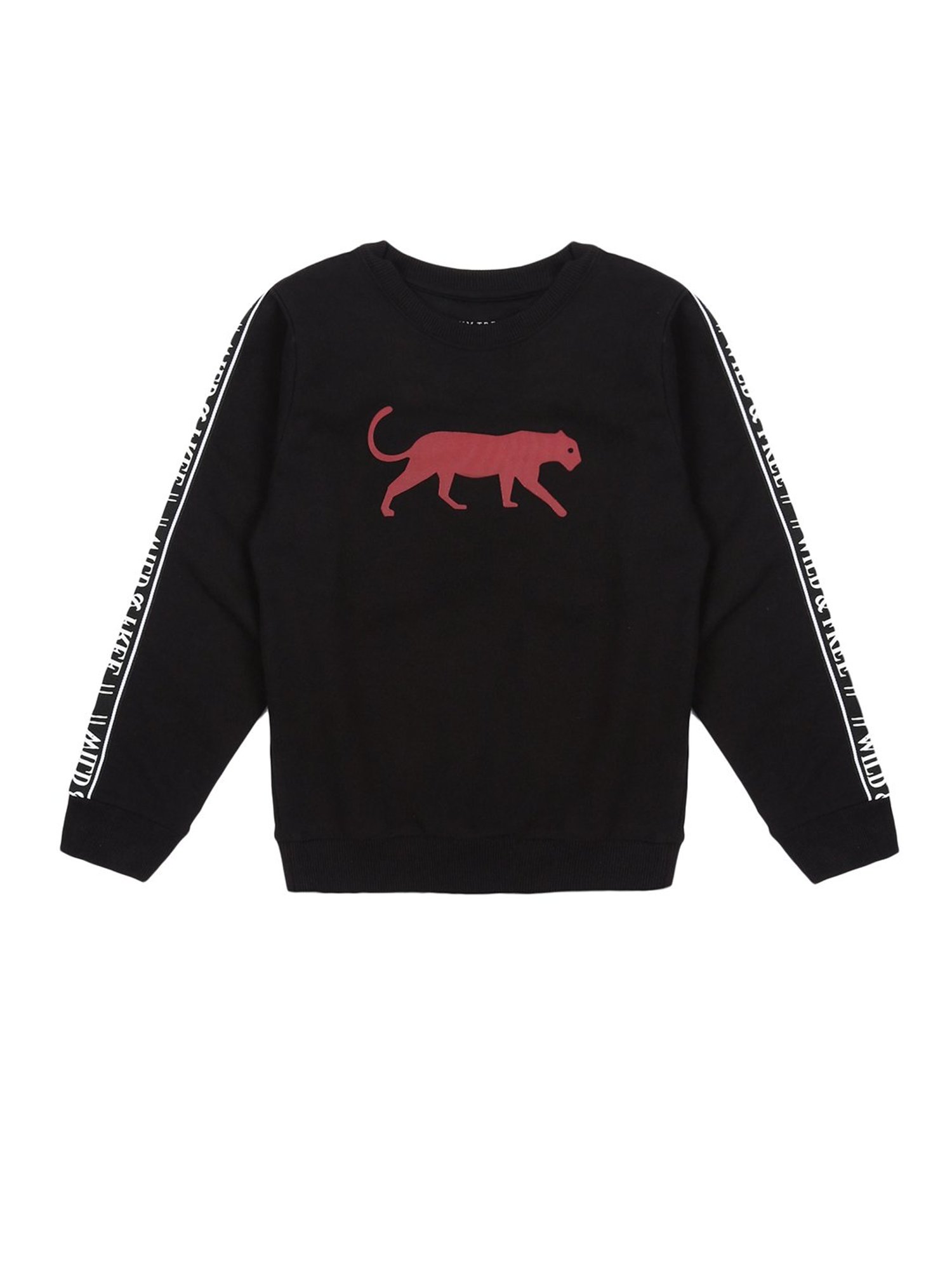 Plum Tree Kids Black Printed Full Sleeves Sweatshirt