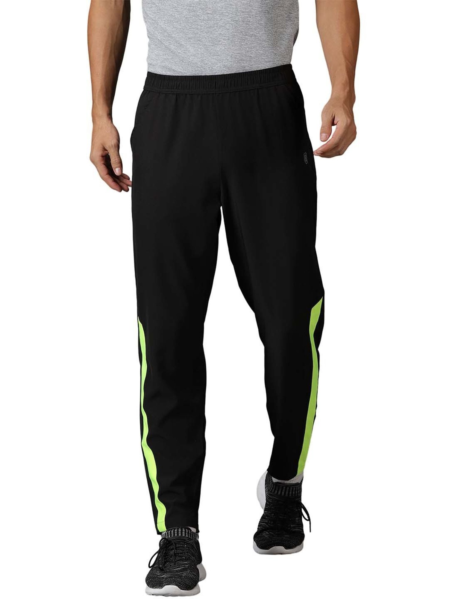 DOMIN8 Men Black Training Track Pants With Slant Pockets