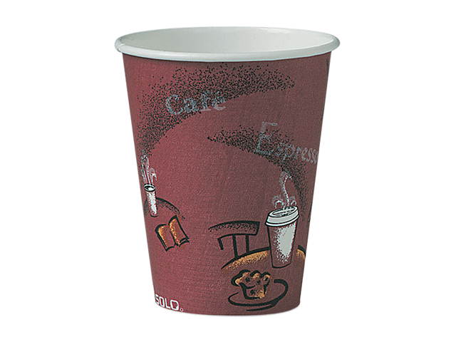 SOLO Cup Company OF8BI-0041 Bistro Design Hot Drink Cups, Paper, 8 oz., Maroon, 500/Carton