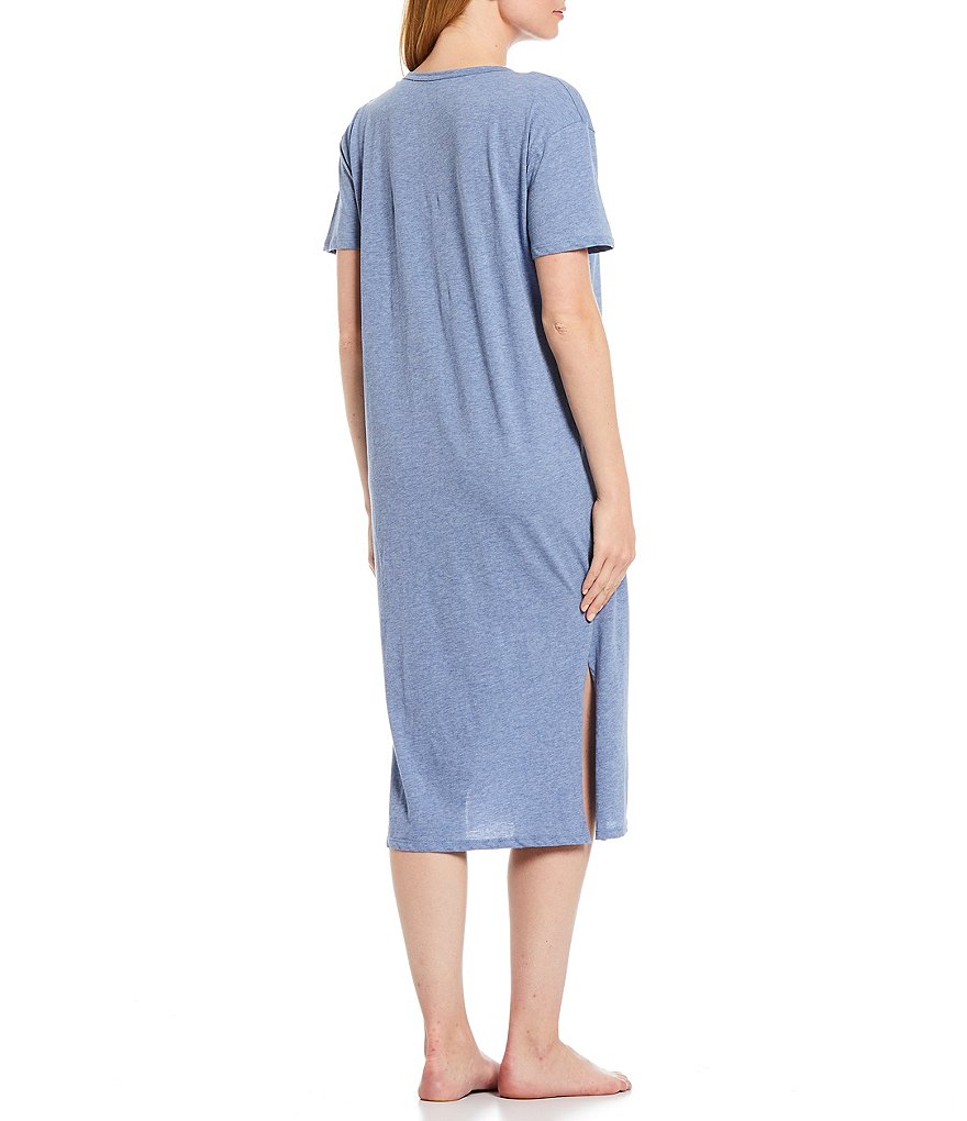 Miss Elaine Plus Cottonessa Floral Print Knit Long Nightgown