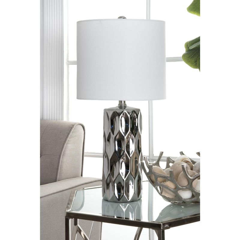 nuLOOM Garland Ceramic 22" Table Lamp Lighting - Silver 22" H x 11" W x 11" D