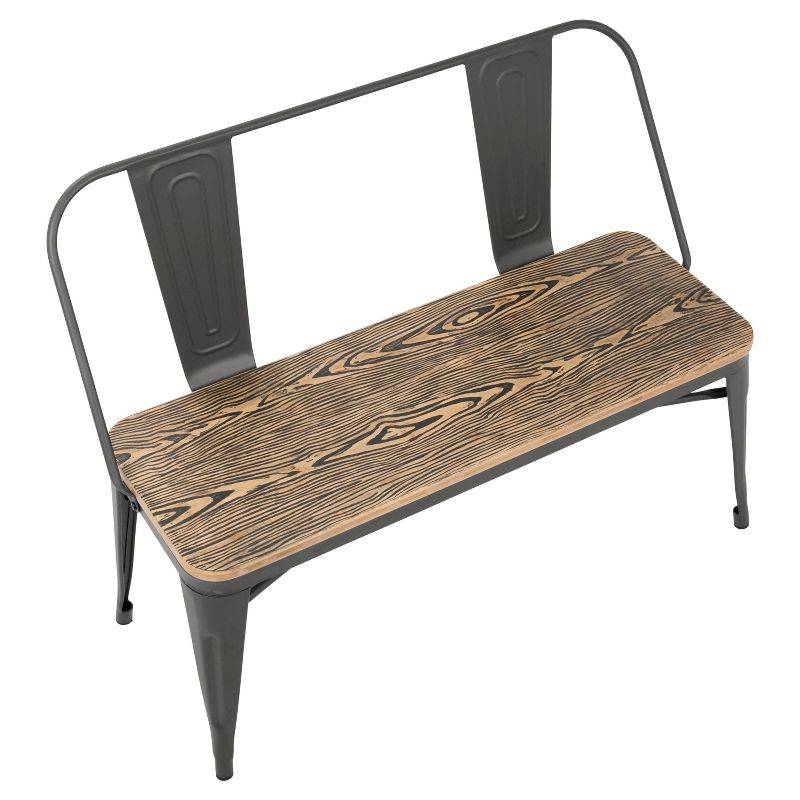Oregon Industrial Dining/Entryway Bench With Gray Frame And Brown Wood - Lumisource