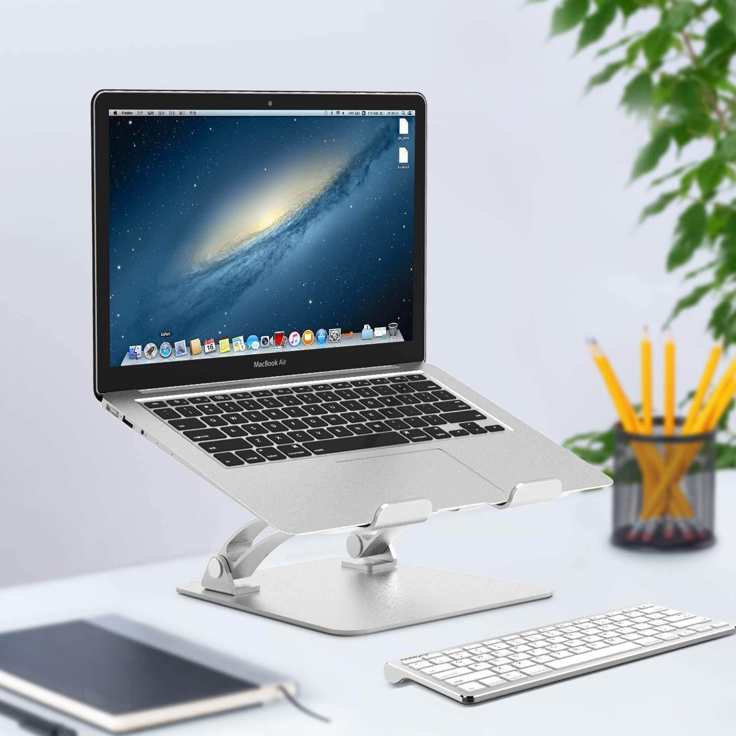 Nulaxy Laptop Stand, Ergonomic Adjustable Laptop Riser Computer Laptop Stand Compatible with MacBook, Air, Pro, Dell XPS, Samsung, Lenovo, Alienware All Laptops 10-17.3", Supports Up to 44 Lbs -Silver