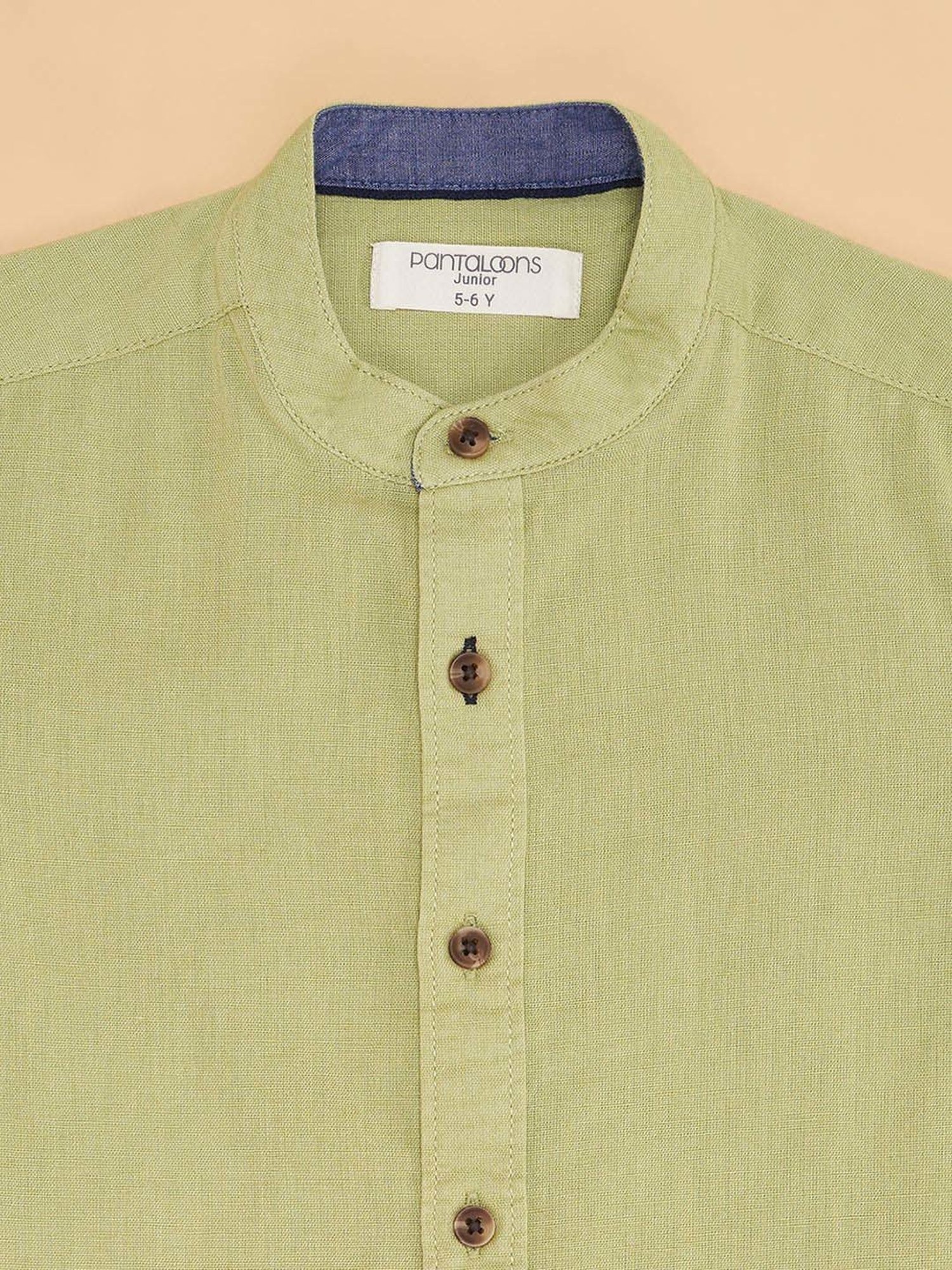 Pantaloons Baby Kids Sharp Green Cotton Regular Fit Shirt