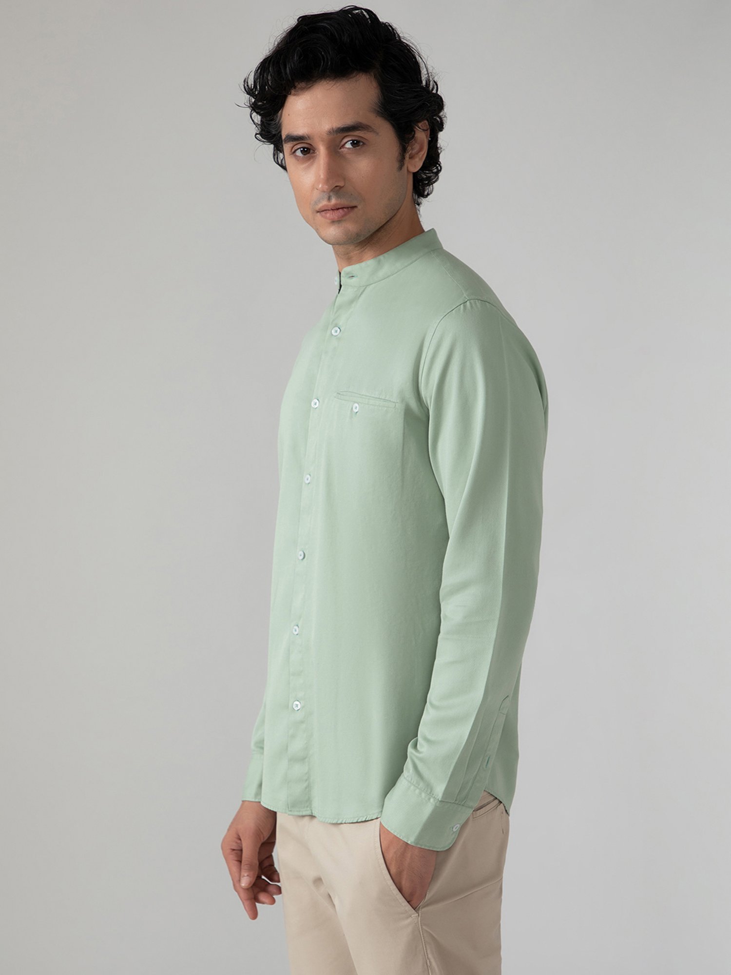 SUBTRACT Mint Green Slim Fit Shirt