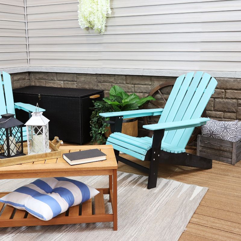 Sunnydaze All-Weather HDPE Outdoor Patio Adirondack Chair with Drink Holder, Turquoise and Black