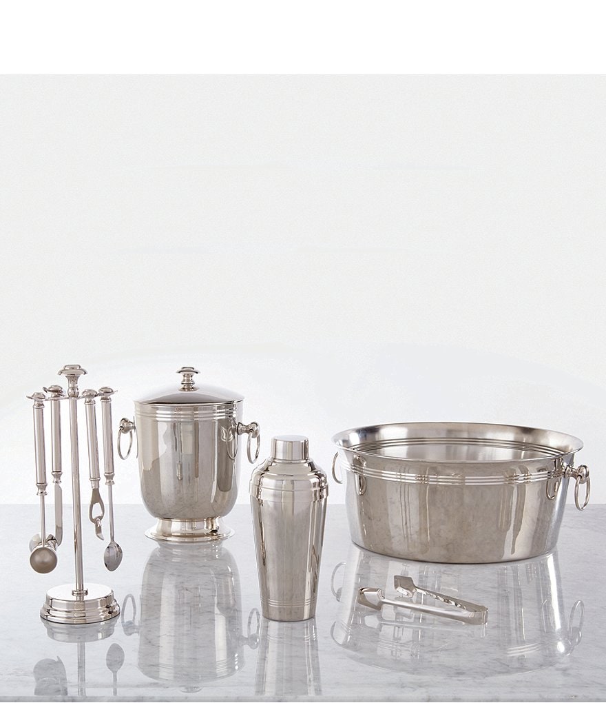 Southern Living Classic Ribbed Ice Bucket with Tongs