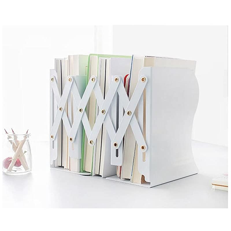 Simple Nature Japanese Style Black White Decorative Metal Iron Bookends Holder Stand Desk Nonskid Adjustable Bookend White