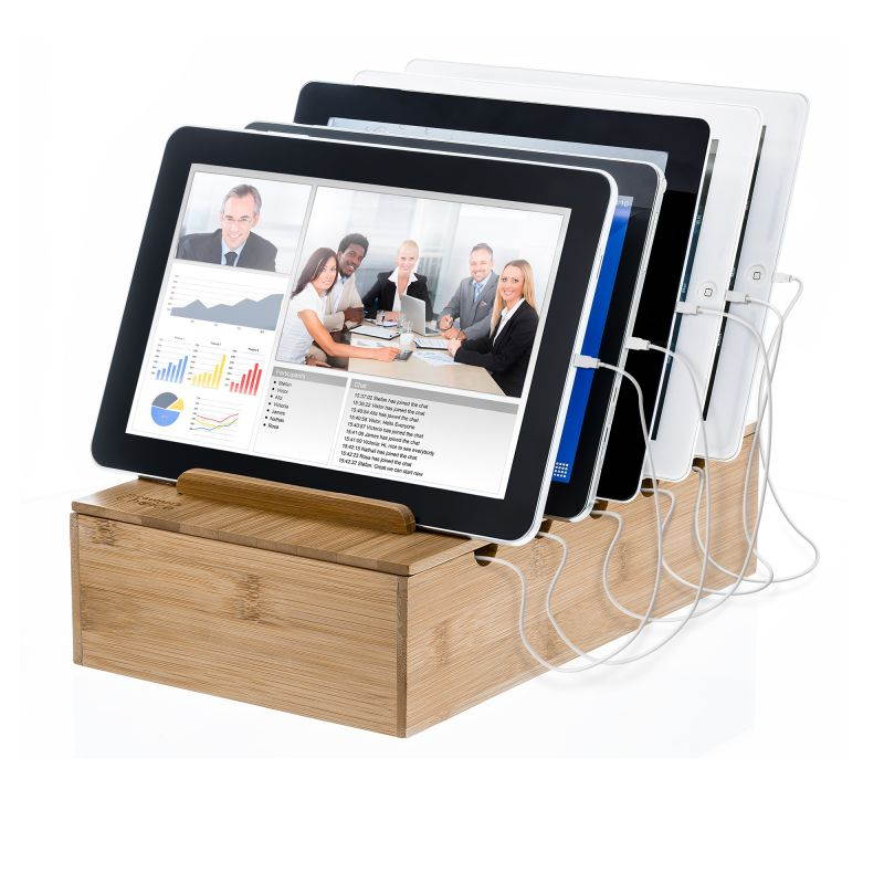 Prosumer's Choice Natural Bamboo Charging Station Rack for Smartphones and Tablets