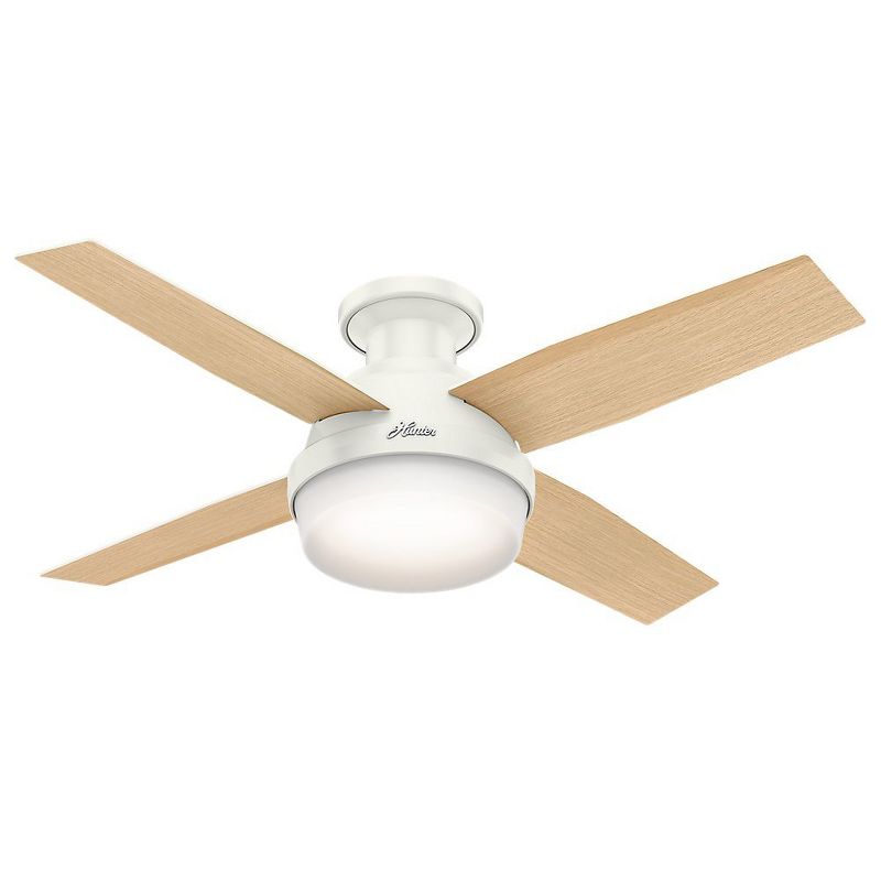 Hunter 44 Inch Dempsey Low Profile Living Room Bedroom Indoor Cooling Ceiling Fan with 4 Blades, Light, and Remote, White  (2 Pack)