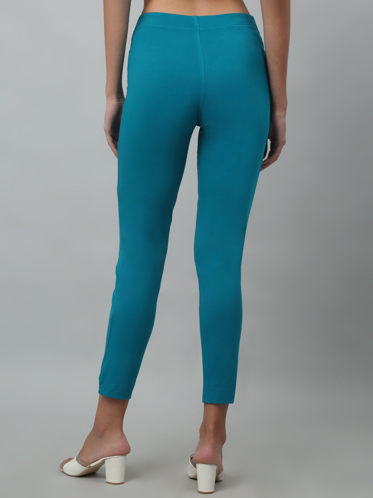 Cantabil Sea Green Cotton Straight Fit Pants
