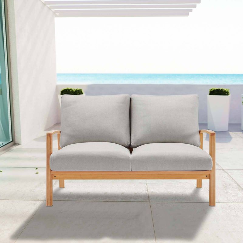 Orlean Outdoor Patio Eucalyptus Wood Loveseat Natural Light Gray - Modway