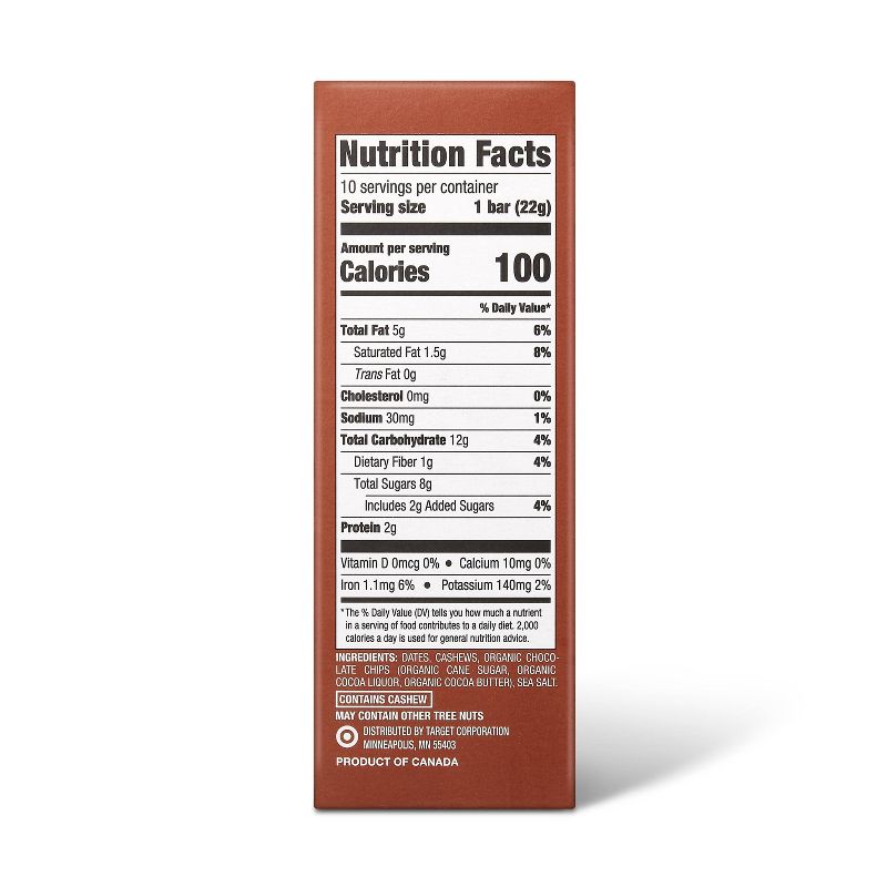 Date and nut Bars Mini Chocolate Chip Cookie Dough - 7.8oz/10ct - Good & Gather™