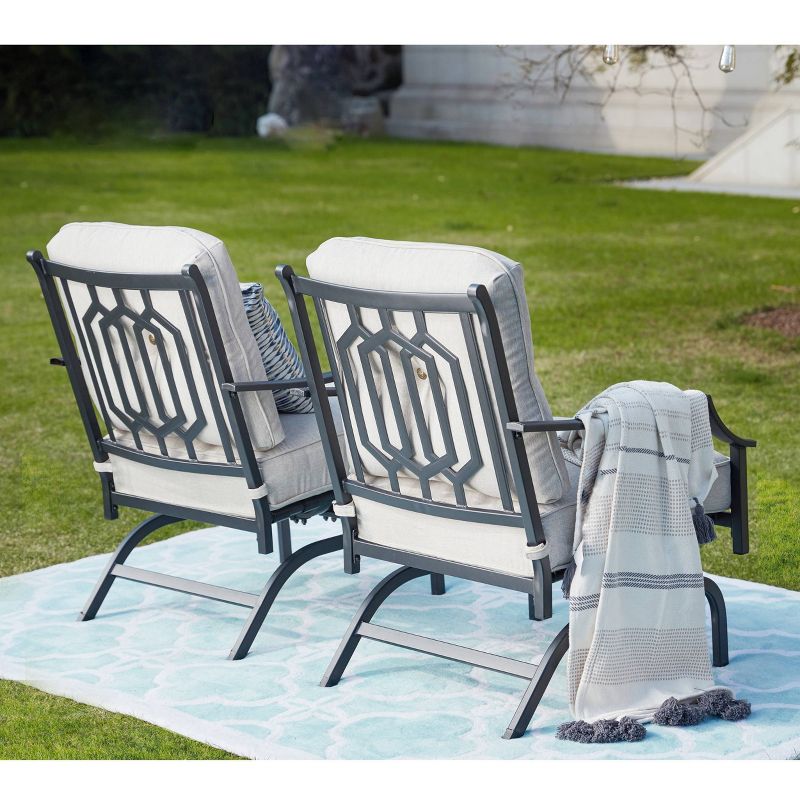 2pc Patio Chairs Steel Patio Seating Sets Cream - Lokatse