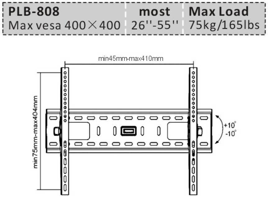 Impact Mounts
Tilting TV Wall Mount For Screen Size 19-42" (Model IMPLB808)