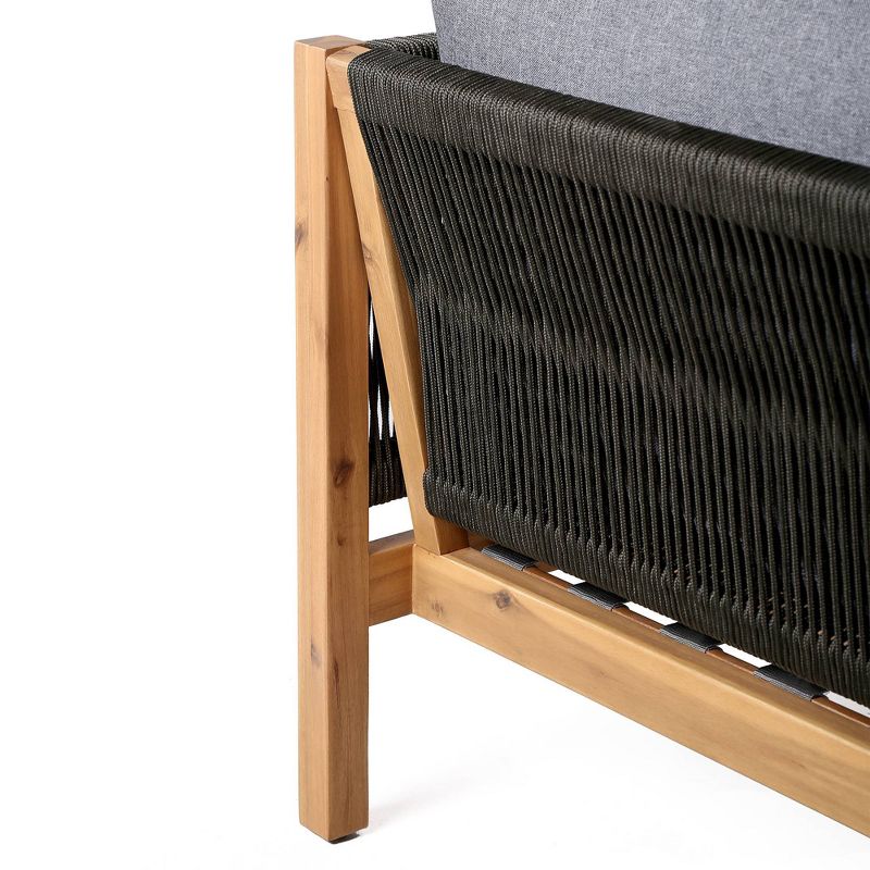 Sienna Outdoor Eucalyptus Sofa in Teak Finish with Gray Cushions - Armen Living