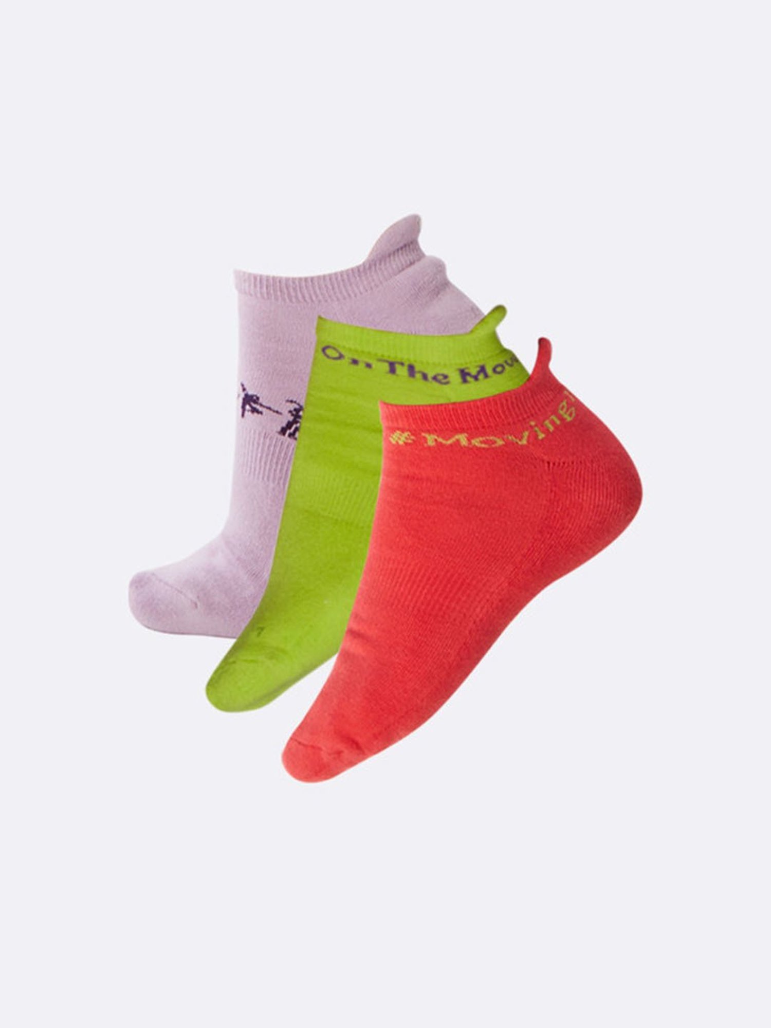 BlissClub Multicolor Active Cushioned Ankle Socks - Pack of 3