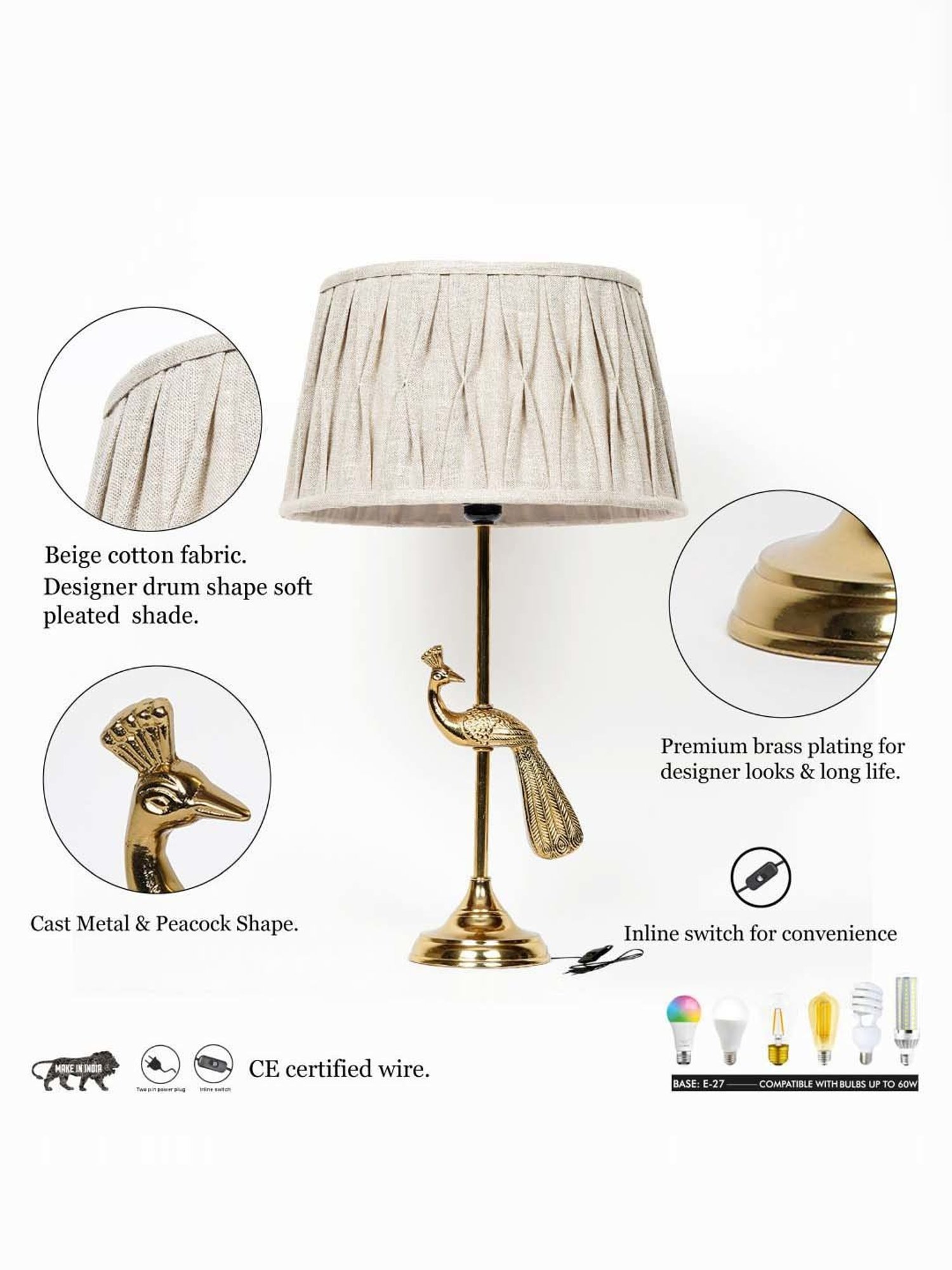 Kapoor E Illuminations Green Study Table Lamp - Set of 1