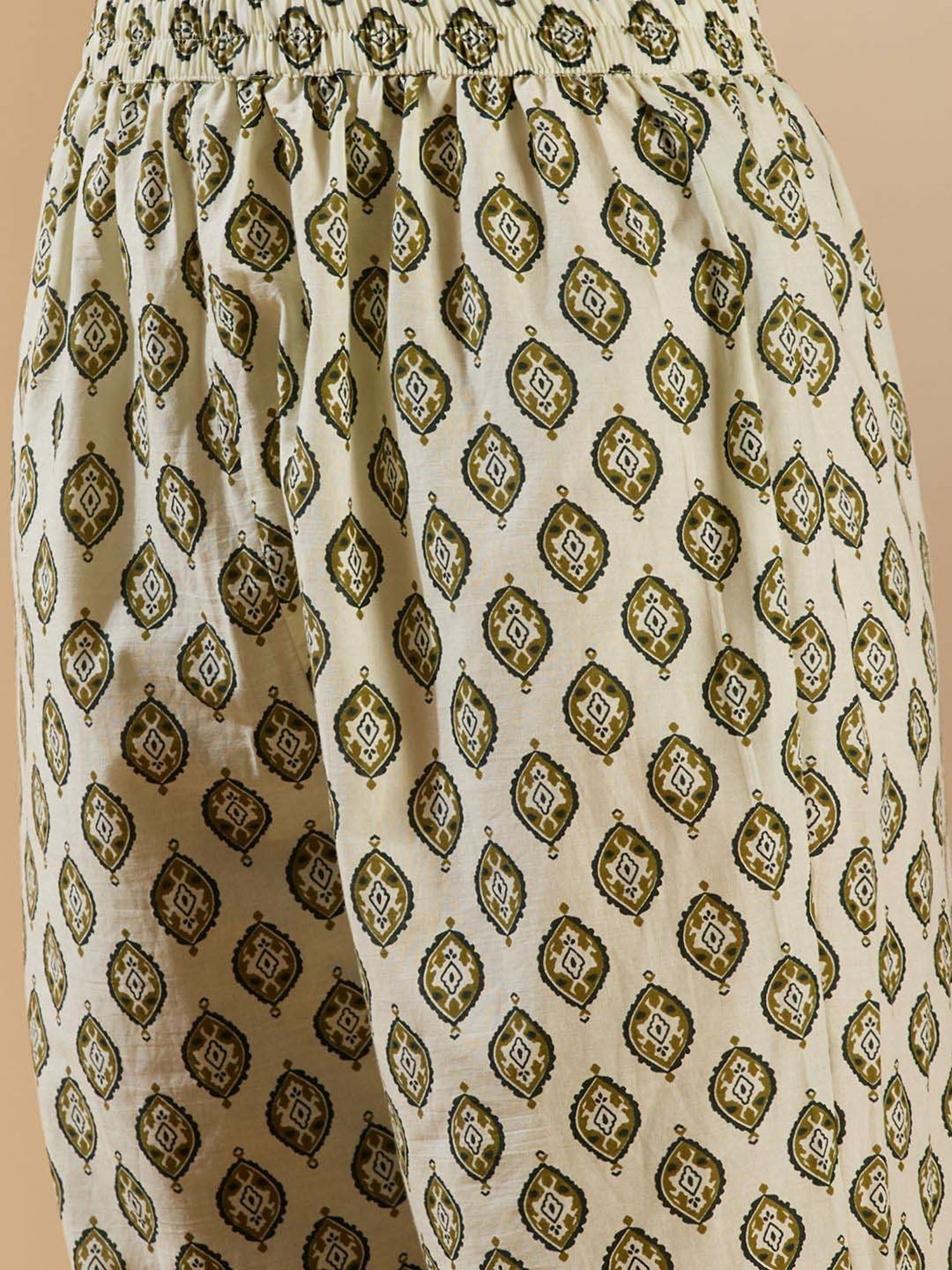 Fashor Green Cotton Printed Kurta & Pant Set