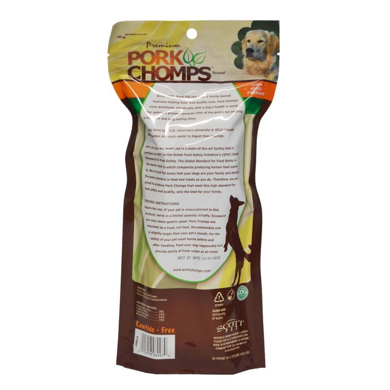 Nutri Chomps Pork Chomps Chicken Wrapped Expanded Roll Chewy Dog Treats - 2ct