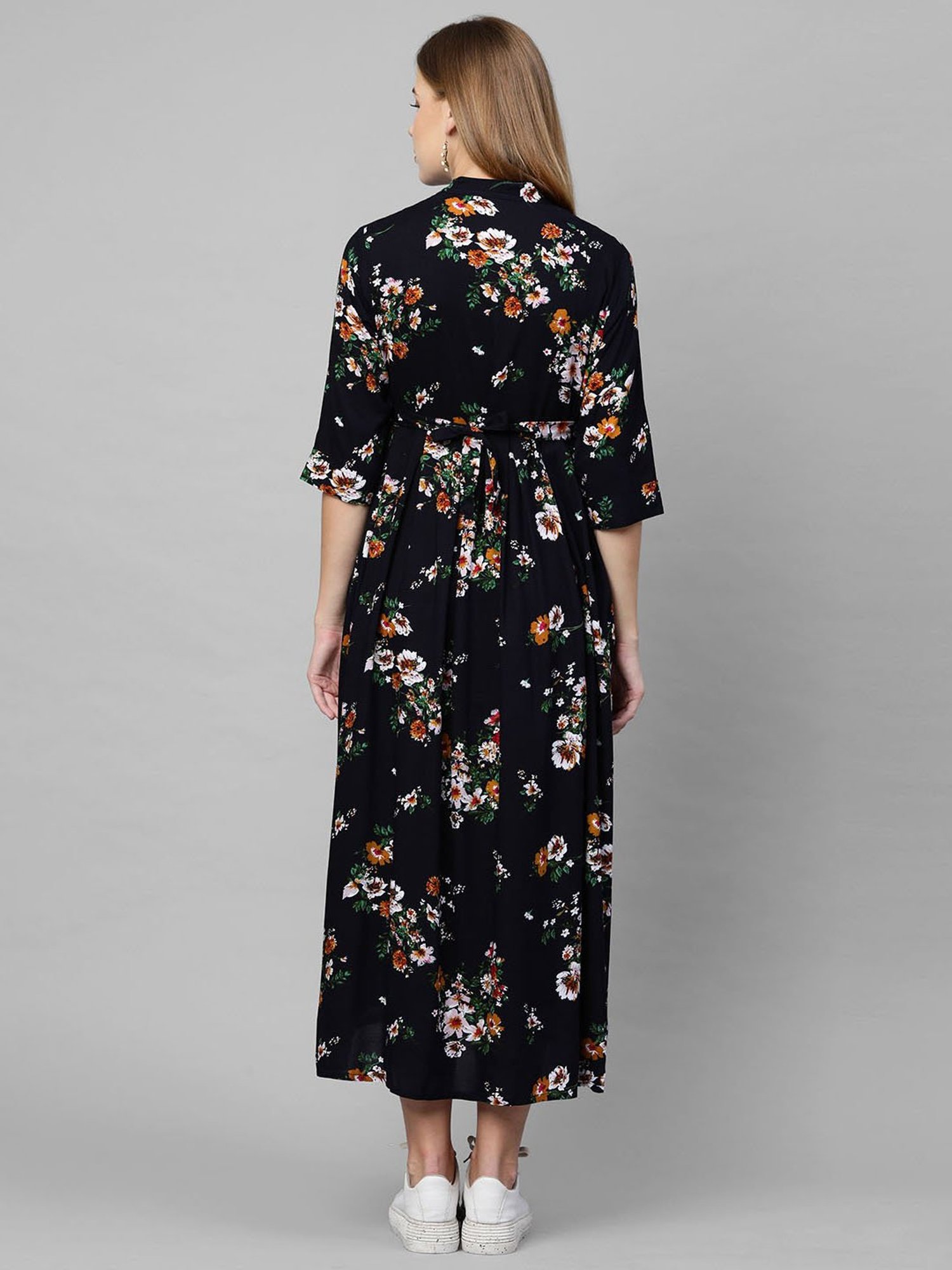 MomToBe Navy Floral Print Maternity Dress
