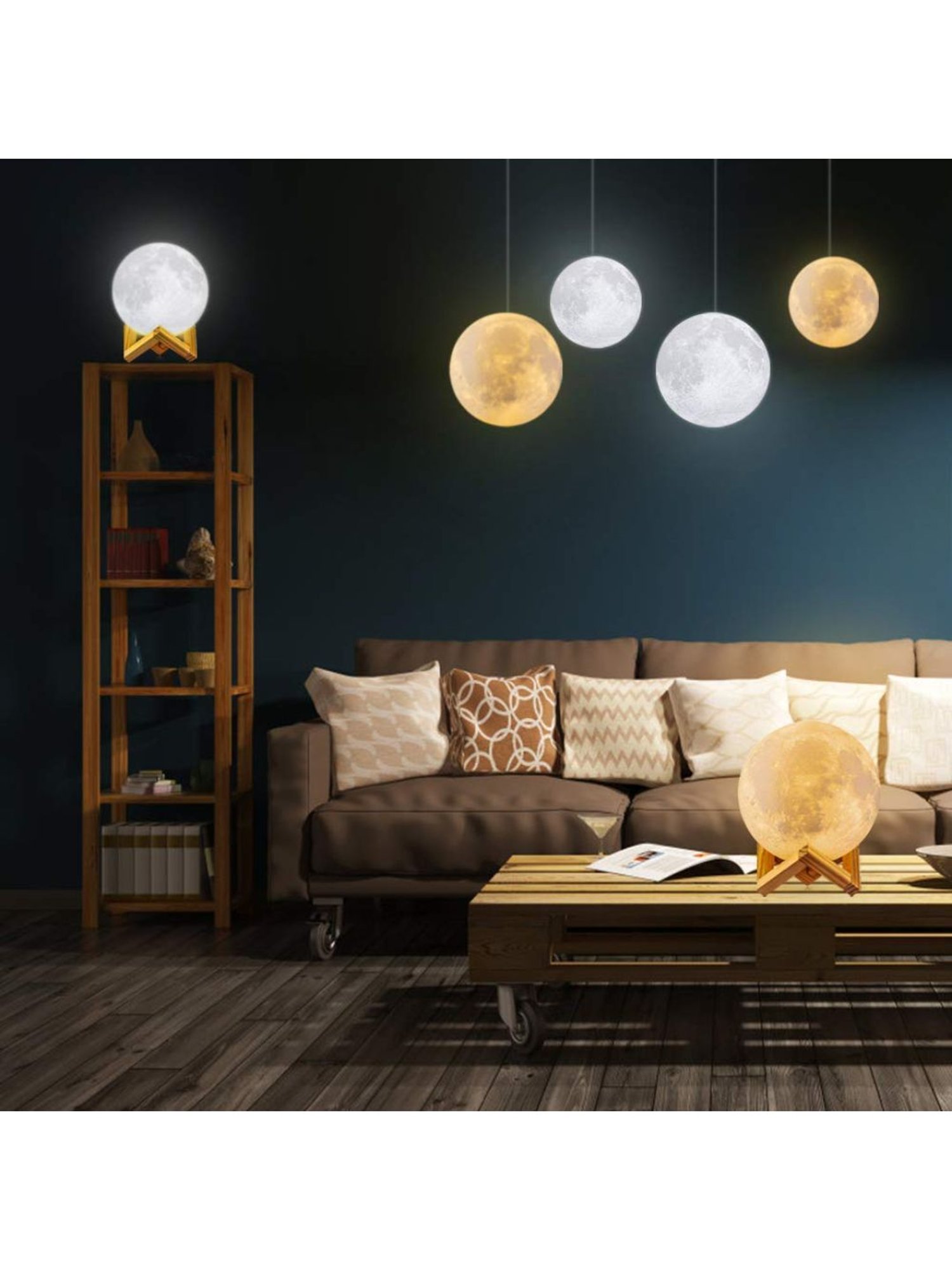 XERGY 15 Cm 3D Moon Lamp, Remote & Touch Control Adjust Brightness With Wooden Stand (Multicolor)