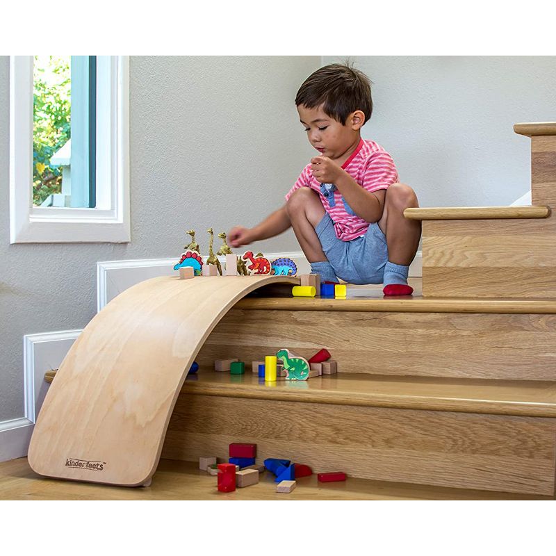 Kinderfeets Original Kinderboard Versatile Waldorf Wooden Balance Board for Toddlers, Teens, and Adults, Natural (2 Pack)