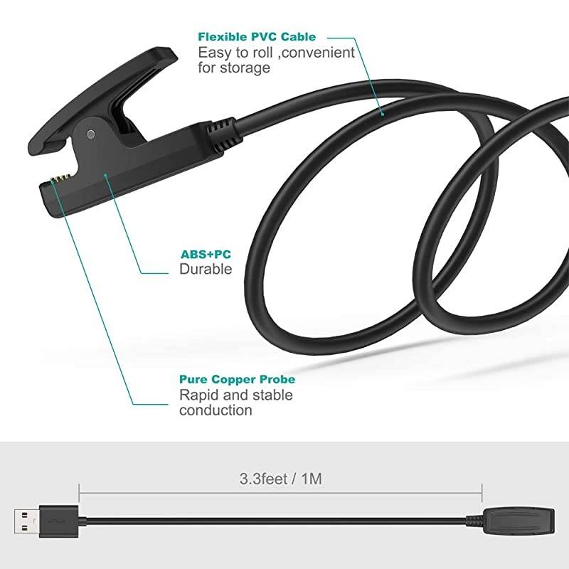 2-Pack] Charger Compatible with Garmin Forerunner 35 35J 230 235 630 645 Music 735XT, Approach G10 S20, Vivomove HR, ForeAthlete 35J - USB 100cm Charging Cable - GPS Smartwatch Accessories