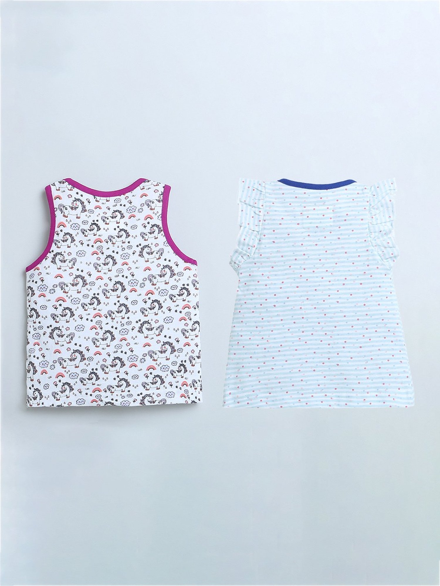 Bumzee Kids White Printed Top (Pack Of 2)