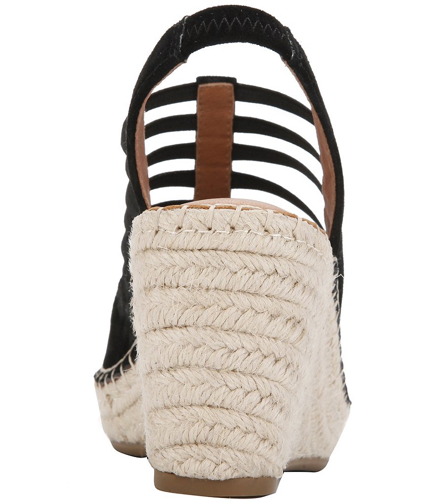 Gentle Souls Charli Elastic Suede Sling Back Espadrille Wedges