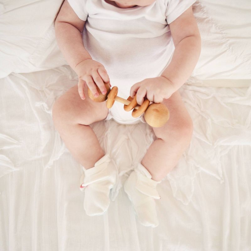 Goumi Baby Girls' Organic Cotton Abstract Floral Boots – White 0-3M