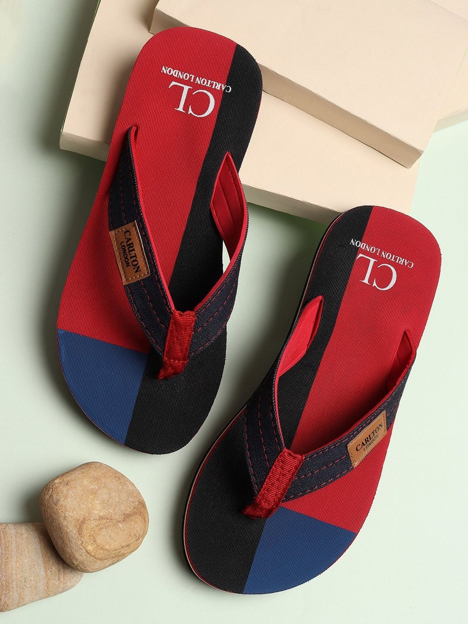 Carlton London Men's Red Flip Flops