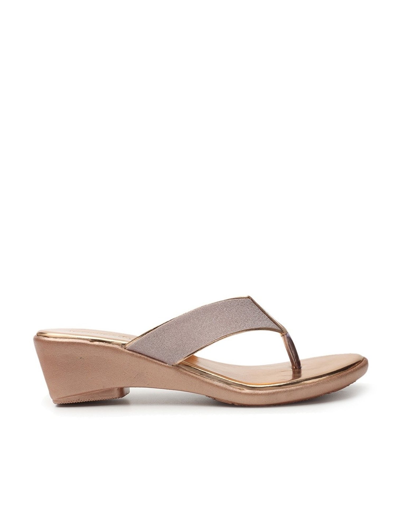 Iconics Women's Rose Gold Thong Wedges