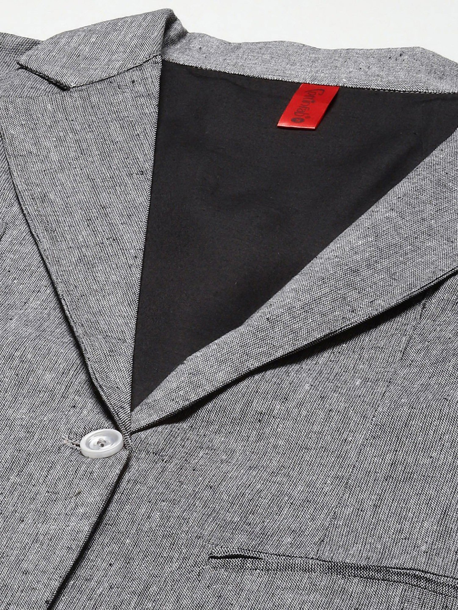 Cottinfab Grey Cotton Textured Single Breasted Blazer
