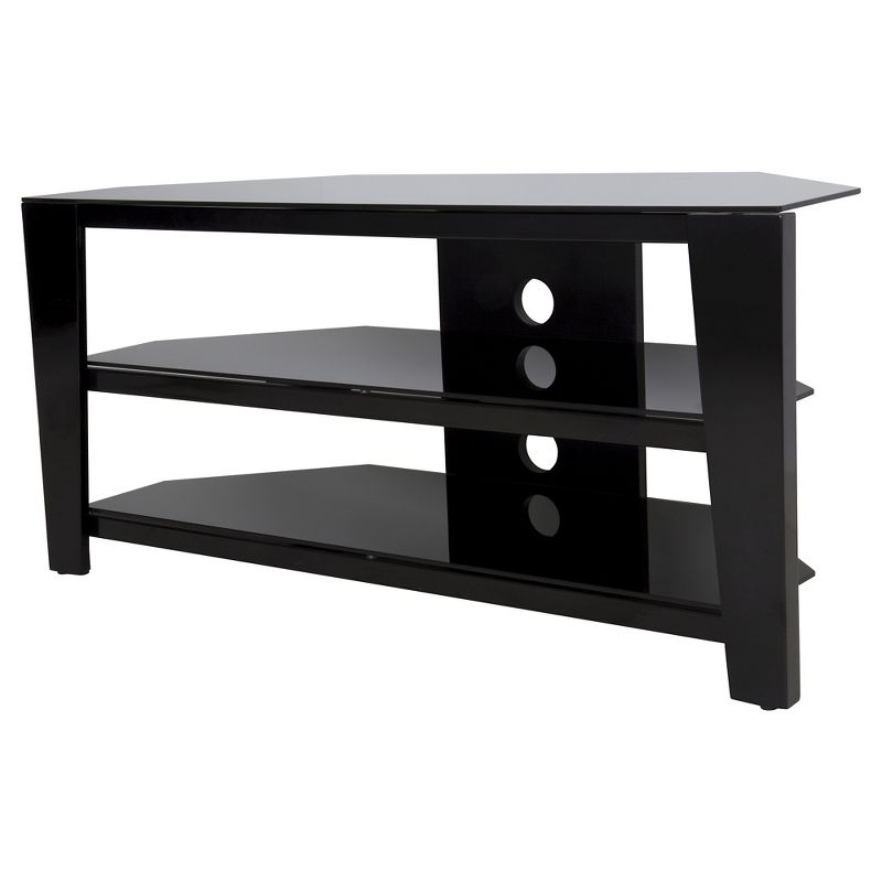 55" TV Stand with Glass Shelves - Black