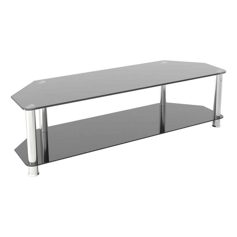 65" TV Stand with Glass Shelves - Silver/Black