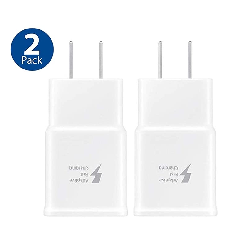 Adaptive Fast Charging Wall Charger Adapter Compatible with Galaxy S6 S7 S8 S9 S10 / Edge/Plus/Active, Note 5,Note 8, Note 9 and More (2 Pack) Quick Charge (White)