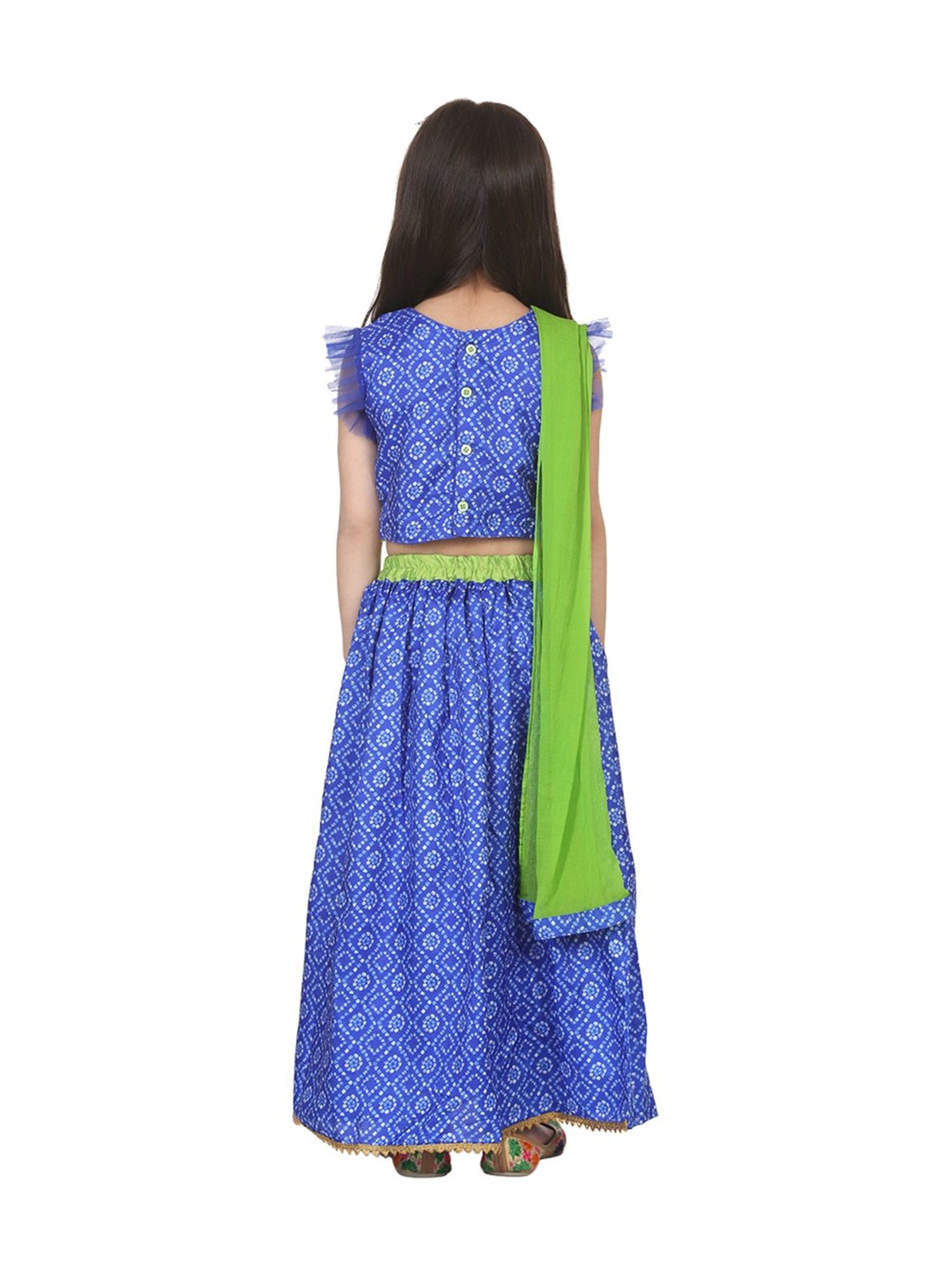 BownBee Kids Blue Printed Lehenga Choli With Dupatta