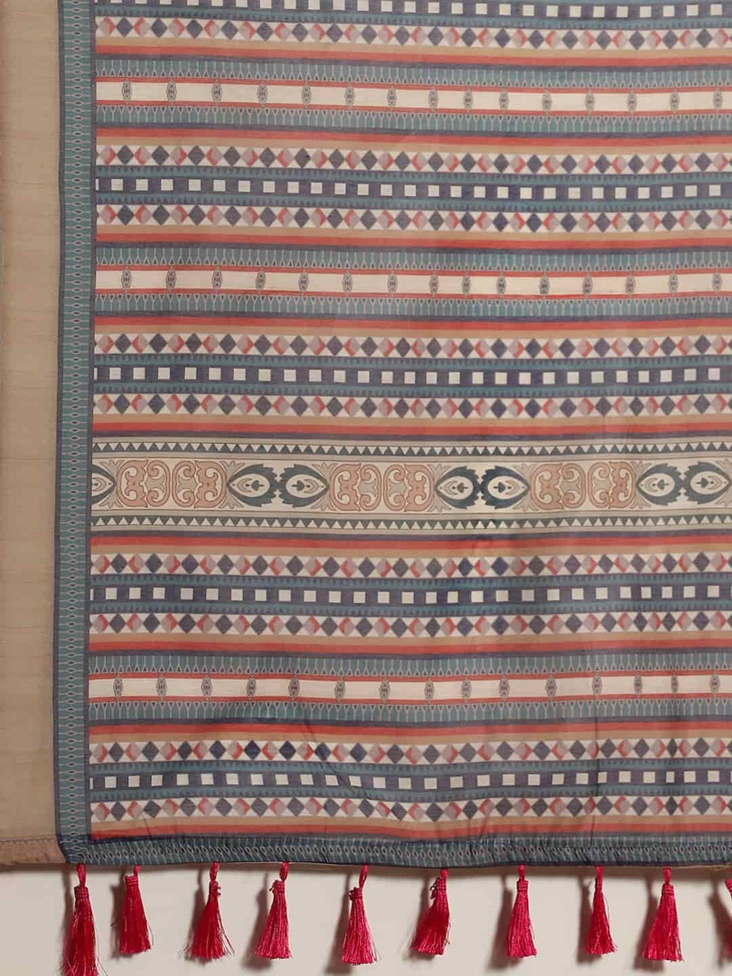 Unnati Silks Red Silk Printed Saree With Unstitched Blouse