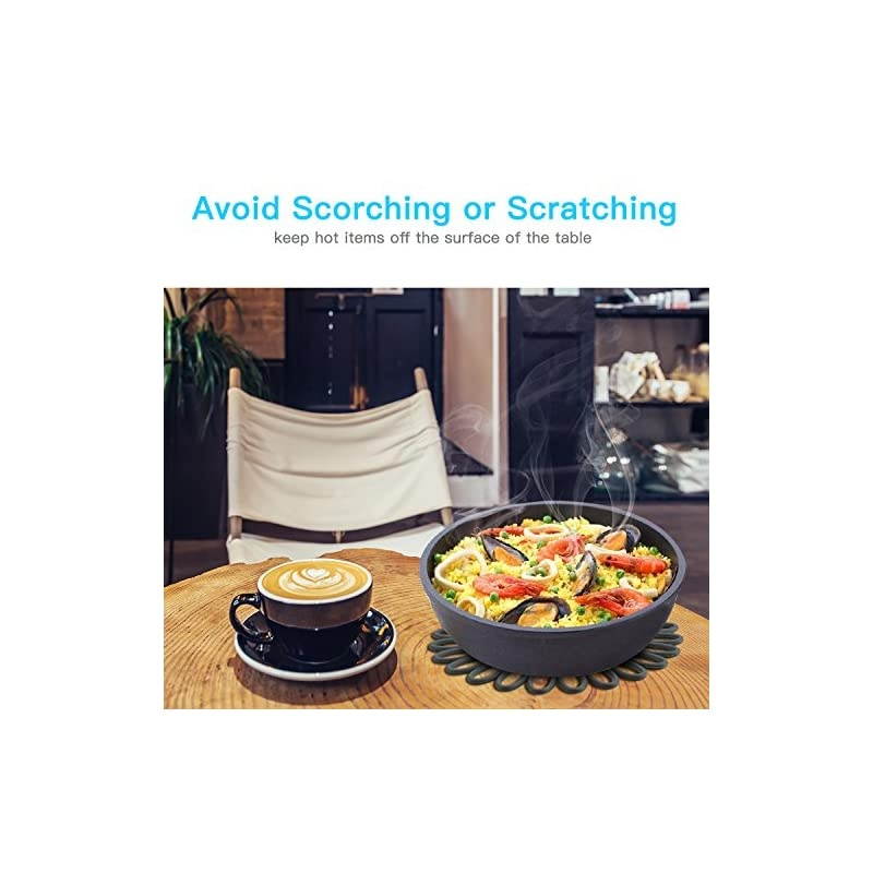 Silicone Trivet Mat,  Set of 3 Multi-Use Intricately Carved Hot Pot Trivets for Hot Dishes, Kitchen Mats, Table Mats, Insulated Flexible Non-Slip & Heat Resistant Hod Pads and Coasters (Blue)