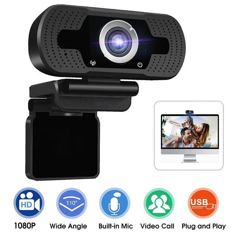 1080P USB Webcam Web Camera Built-in Noise Reduction Microphone for Live Streaming/Video Calling/Recording Computer PC Laptop