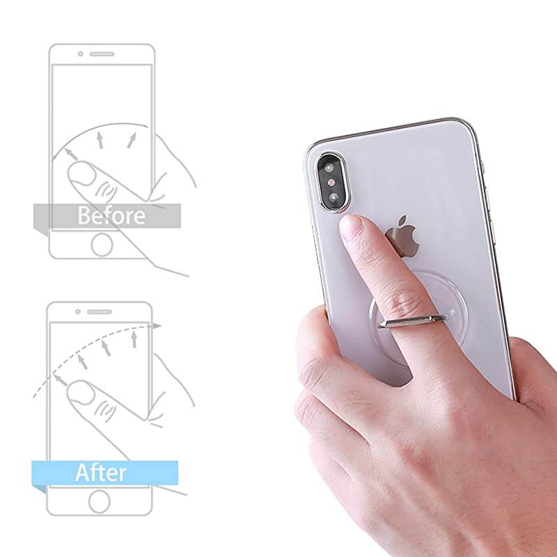 Phone Ring Holder Stand Transparent Finger Grip 360 Degree Rotation Universal Smartphone Finger Ring Stand Kickstand 2 X Silver 2 X Rose Gold