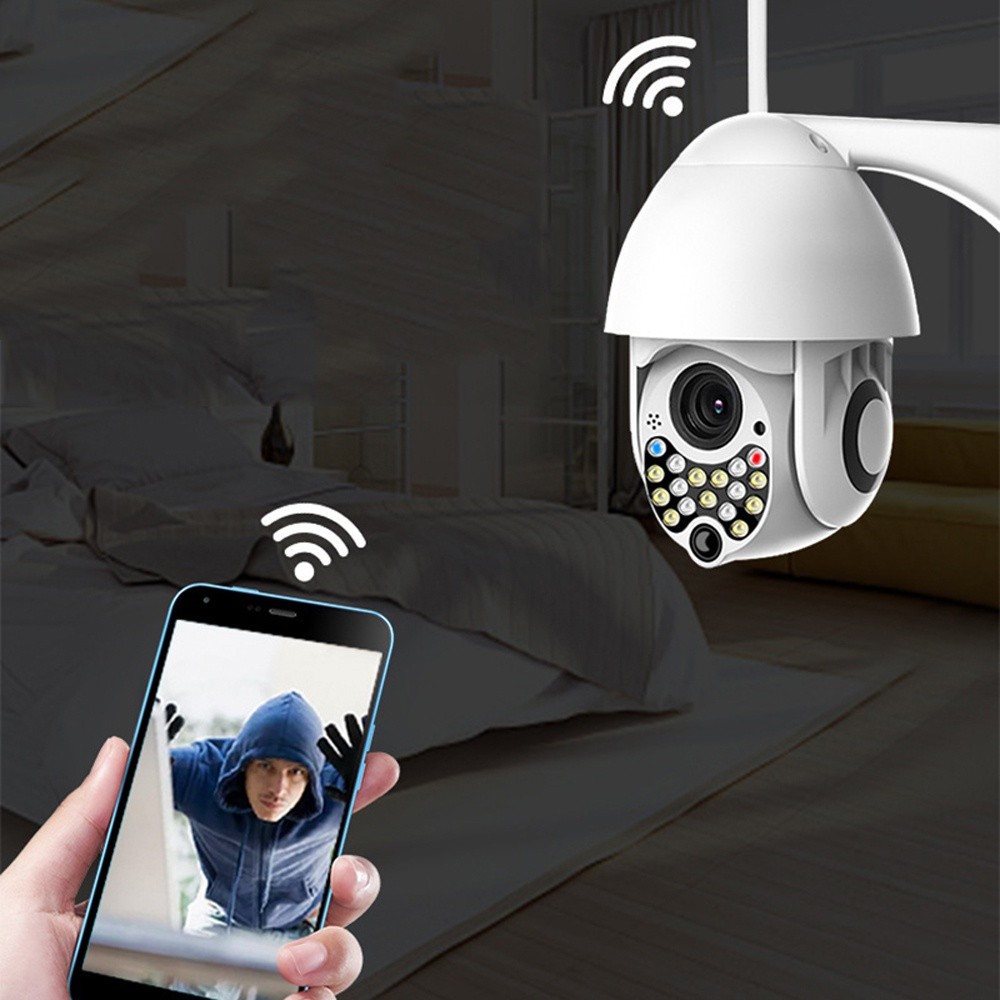 1080P 17 LED Light 3 Night Vision Modes Smart Wifi IP Camera Automatic Tracking IP66 Two-way Audio Dome Outdoor Monitor CCTV -UK Plug